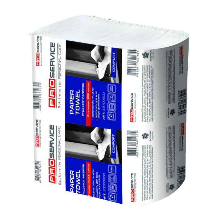 PROservice Comfort Рушник паперовий Z-скл. двошаровий целюлозний 200 шт